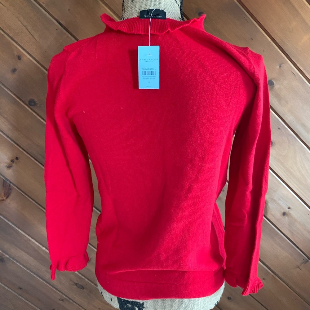 Ann Taylor Ruffle Neck Sweater in Jubilee - Picture 2 of 4